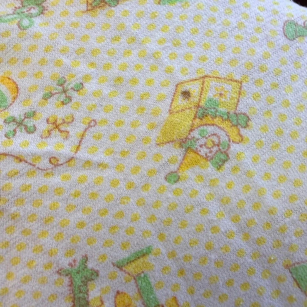 Vintage Carters Yellow Polka Dot Circus Train Crib Sheet Cover Cotton 24x38